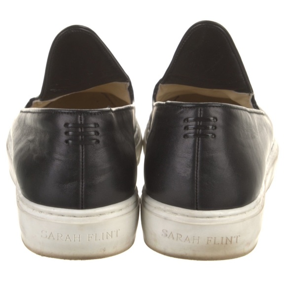 Sarah Flint Black Slip-On Leather Athletic Shoes - Picture 10 of 12